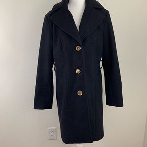 Michael Kors Black Wool Hooded Trench Coat